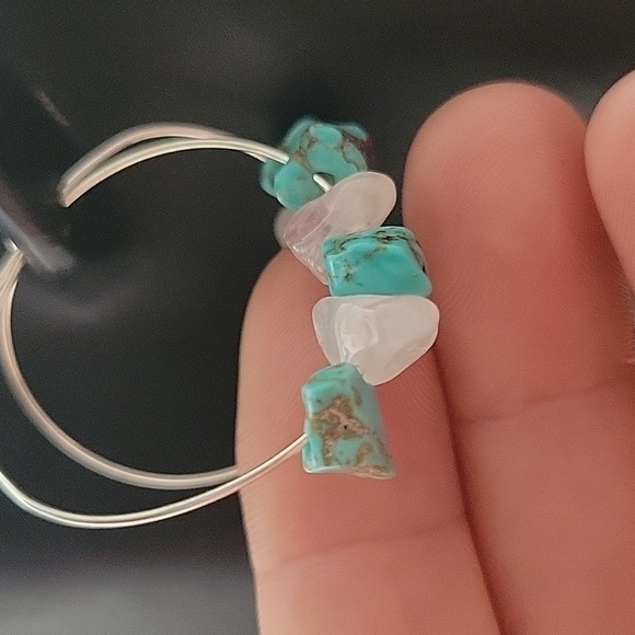 New Handmade Natural Gemstone Hoop Earrings With Gift Box Included - Picture 3 of 4